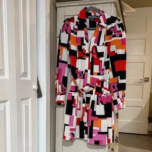 Karl Lagerfeld Multicolor Geometric Long Sleeve Dress